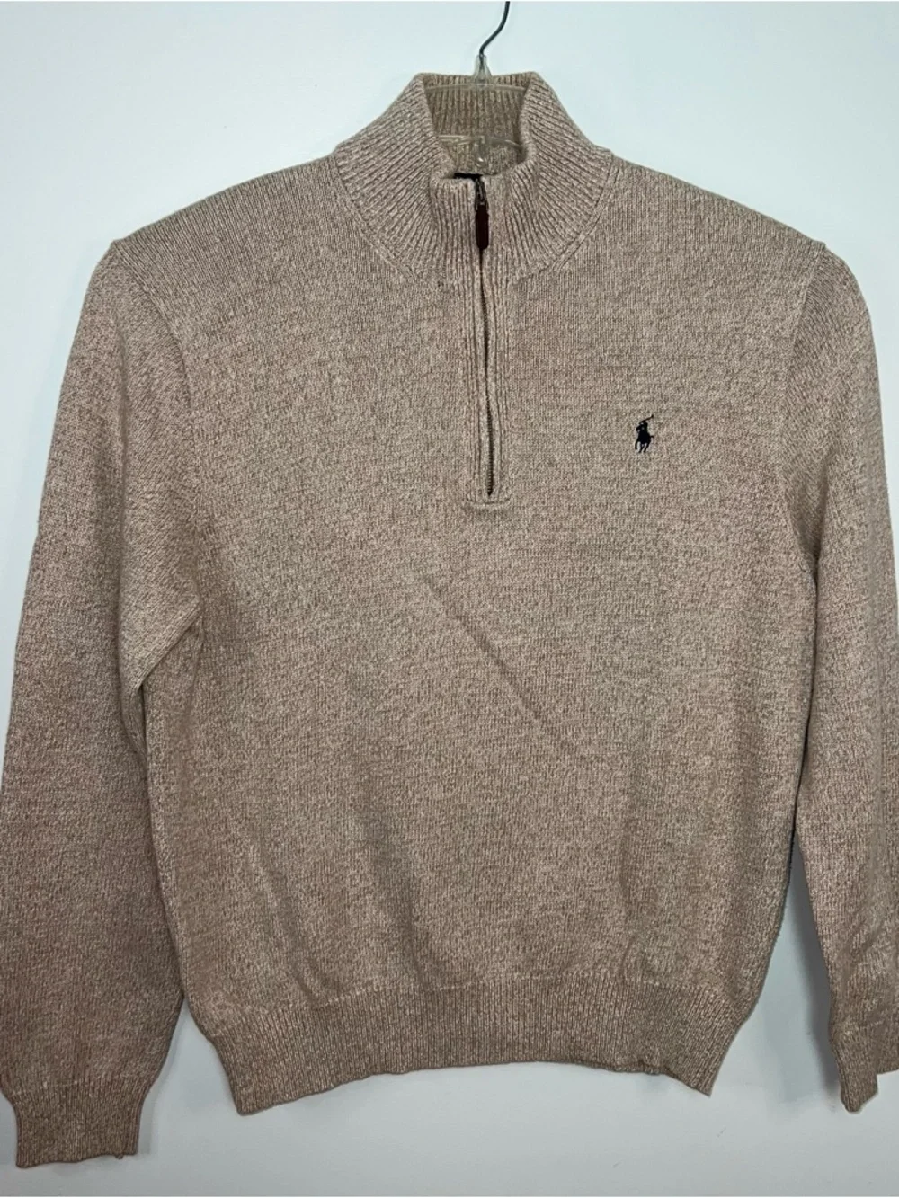 Polo by Ralph Lauren Men’s Quarter-Zip Sweater - Beige Oatmeal Cotton Blend XL